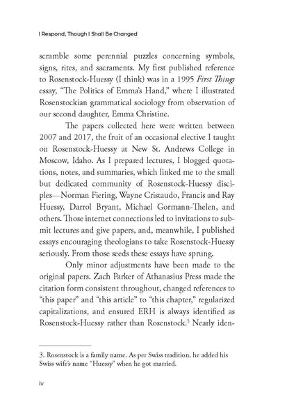 I Respond Though I Shall Be Changed: Essays on the Thought of Eugen Rosenstock-Huessy