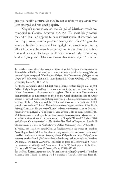 Reading Matthew, Trusting Jesus: Christian Tradition and First-Century Fulfillment within Matthew 24-25