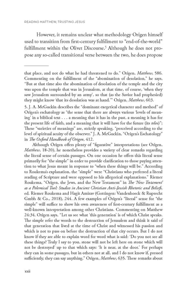 Reading Matthew, Trusting Jesus: Christian Tradition and First-Century Fulfillment within Matthew 24-25