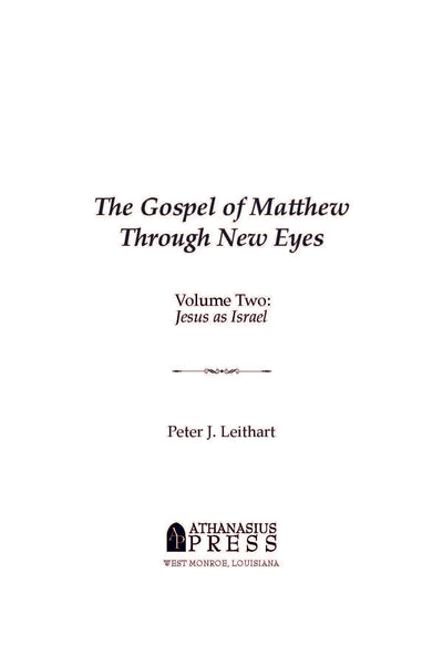 The Gospel of Matthew Through New Eyes Volume Two: Jesus as Israel
